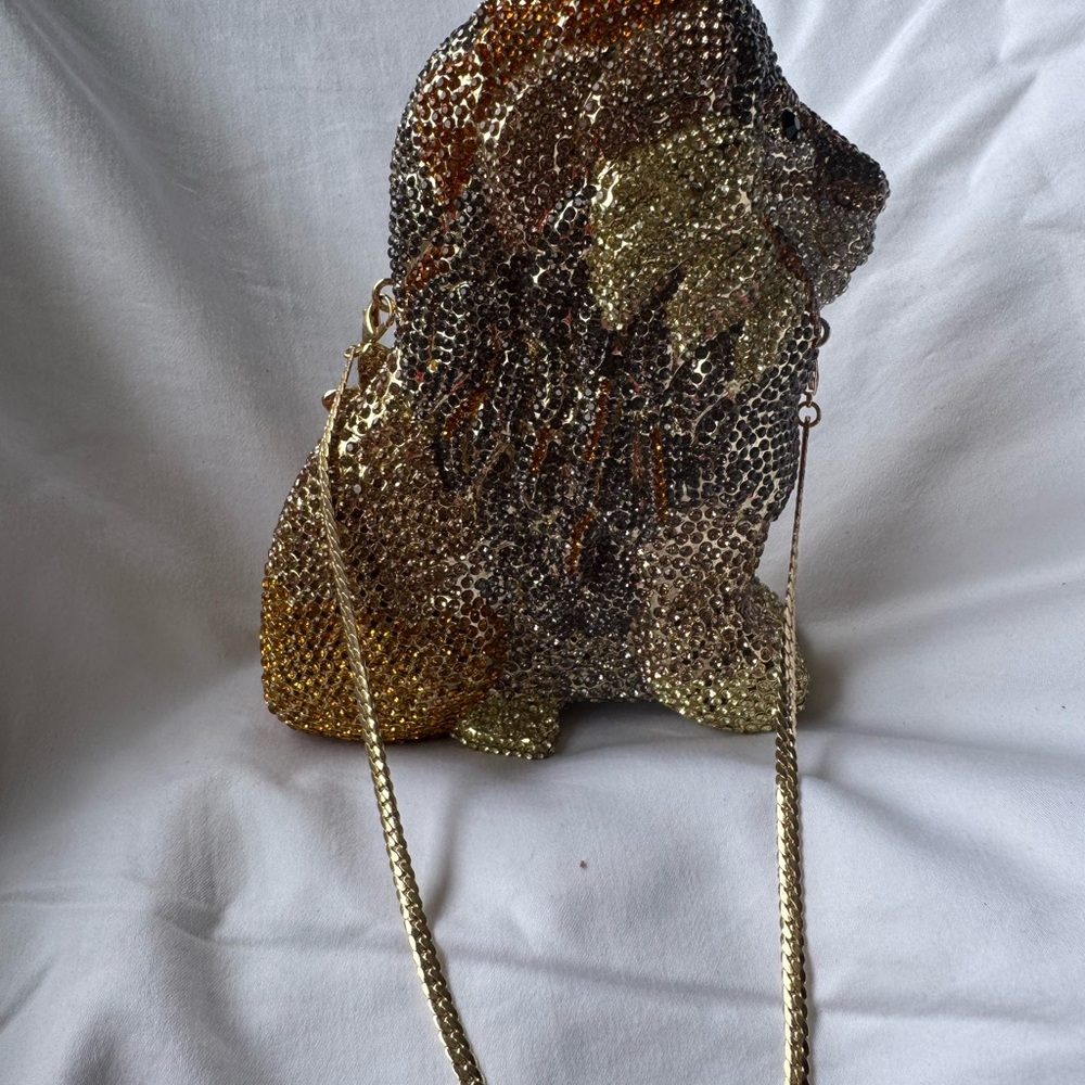 Gold Sequin Lion-Shaped Bag